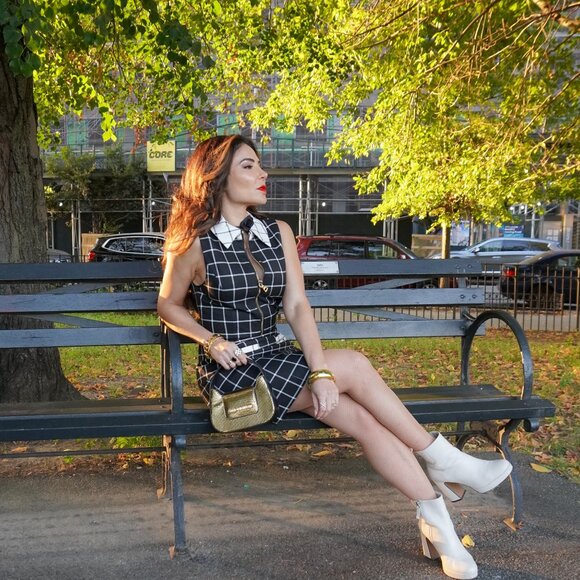 Alice + Olivia Ellis Check Mini dress - Size 2 - Picture 3 of 14